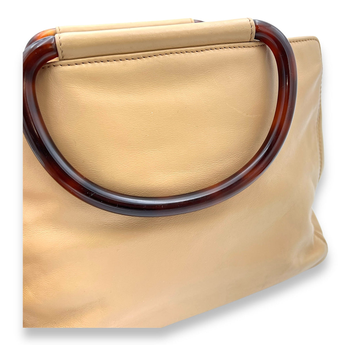 Vintage CC Beige Top Handle Bag in Calfskin, Gold hardware