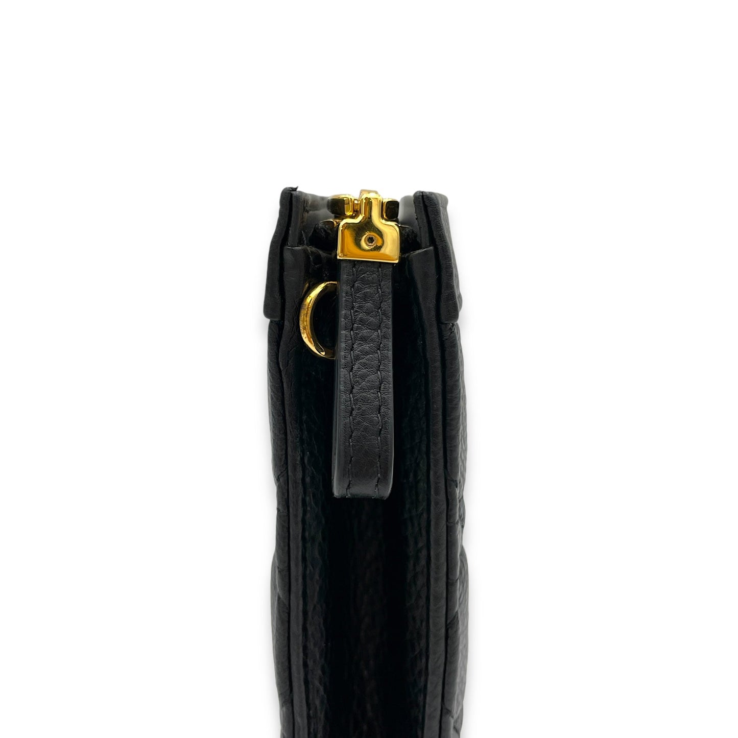 Caro Wallet On Chain Black in Calfskin, Gold hardware