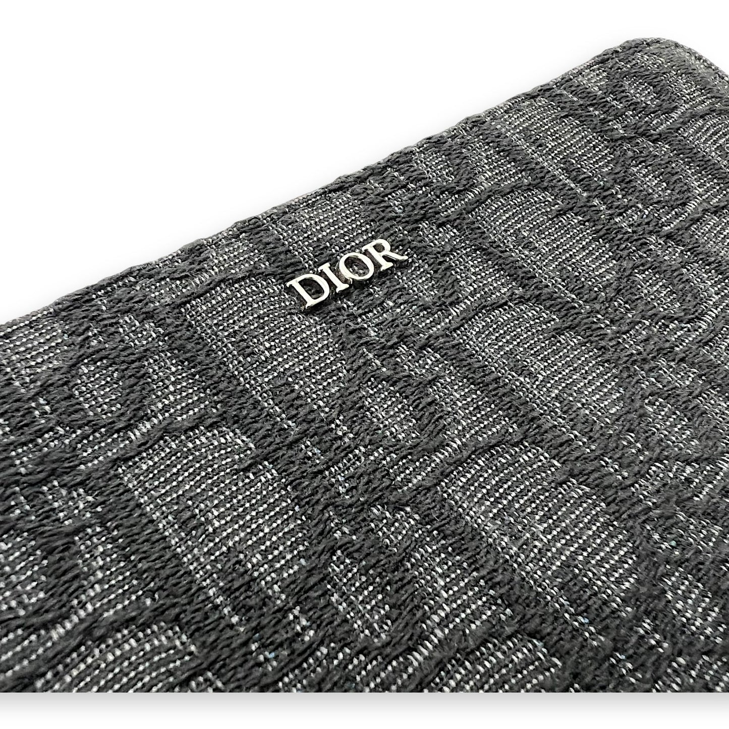 Triple Pouch Crossbody Bag Black in Jacquard, Silver hardware