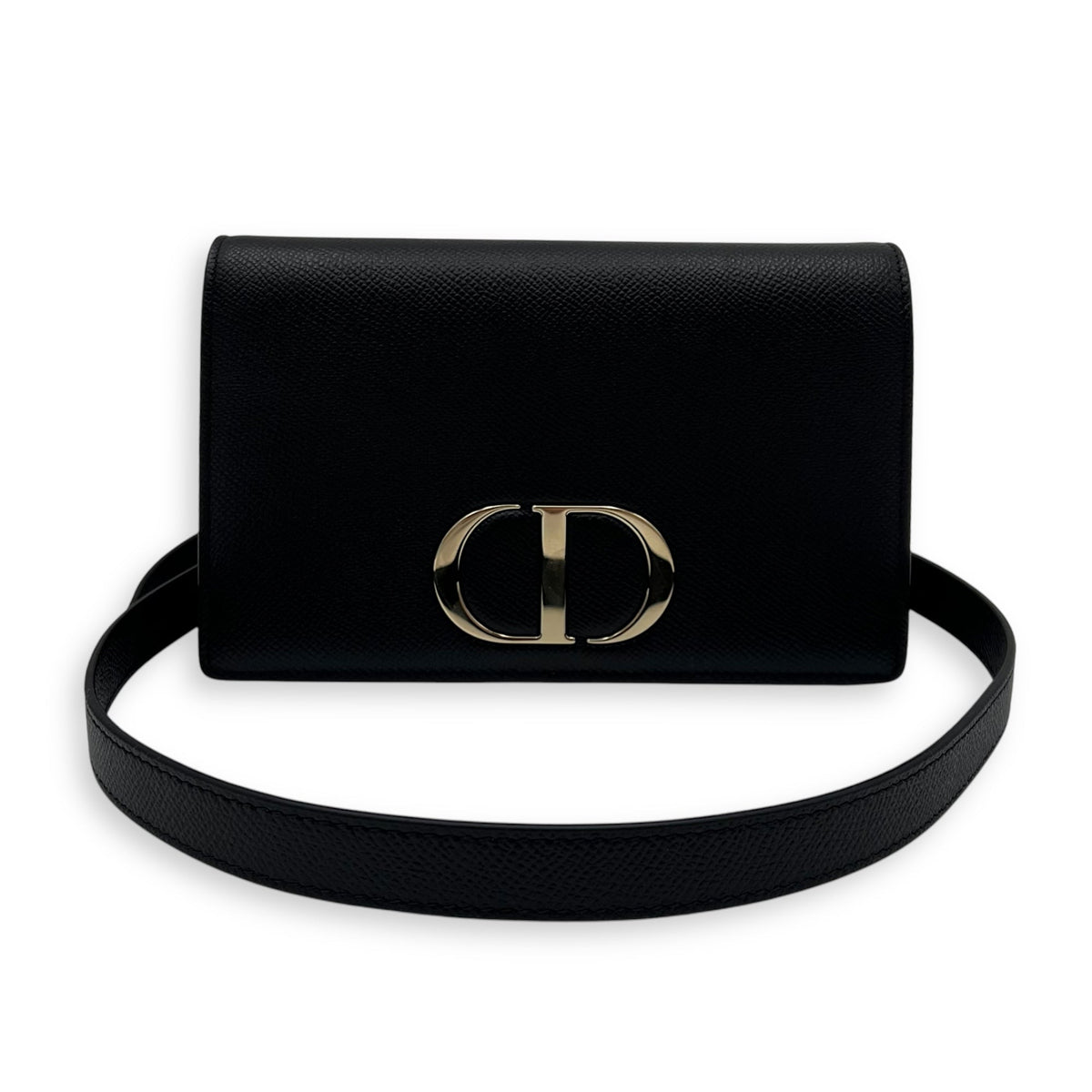 30 Montaigne Belt Bag Black in Calfskin, Silver hardware