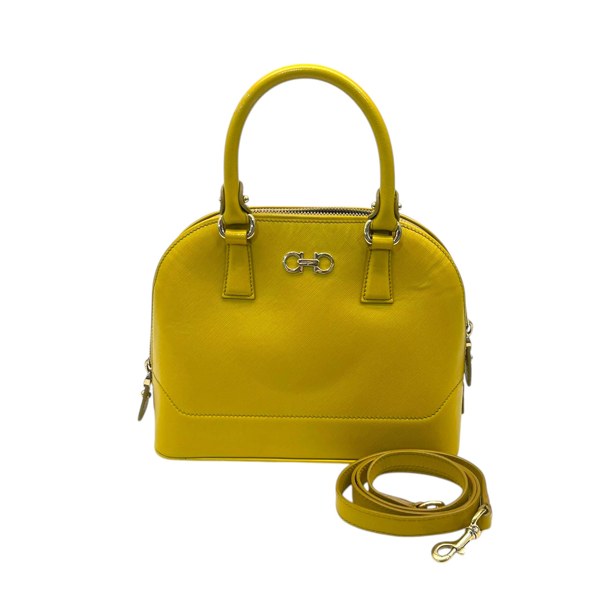 Salvatore Ferragamo Yellow Saffiano Leather Darina