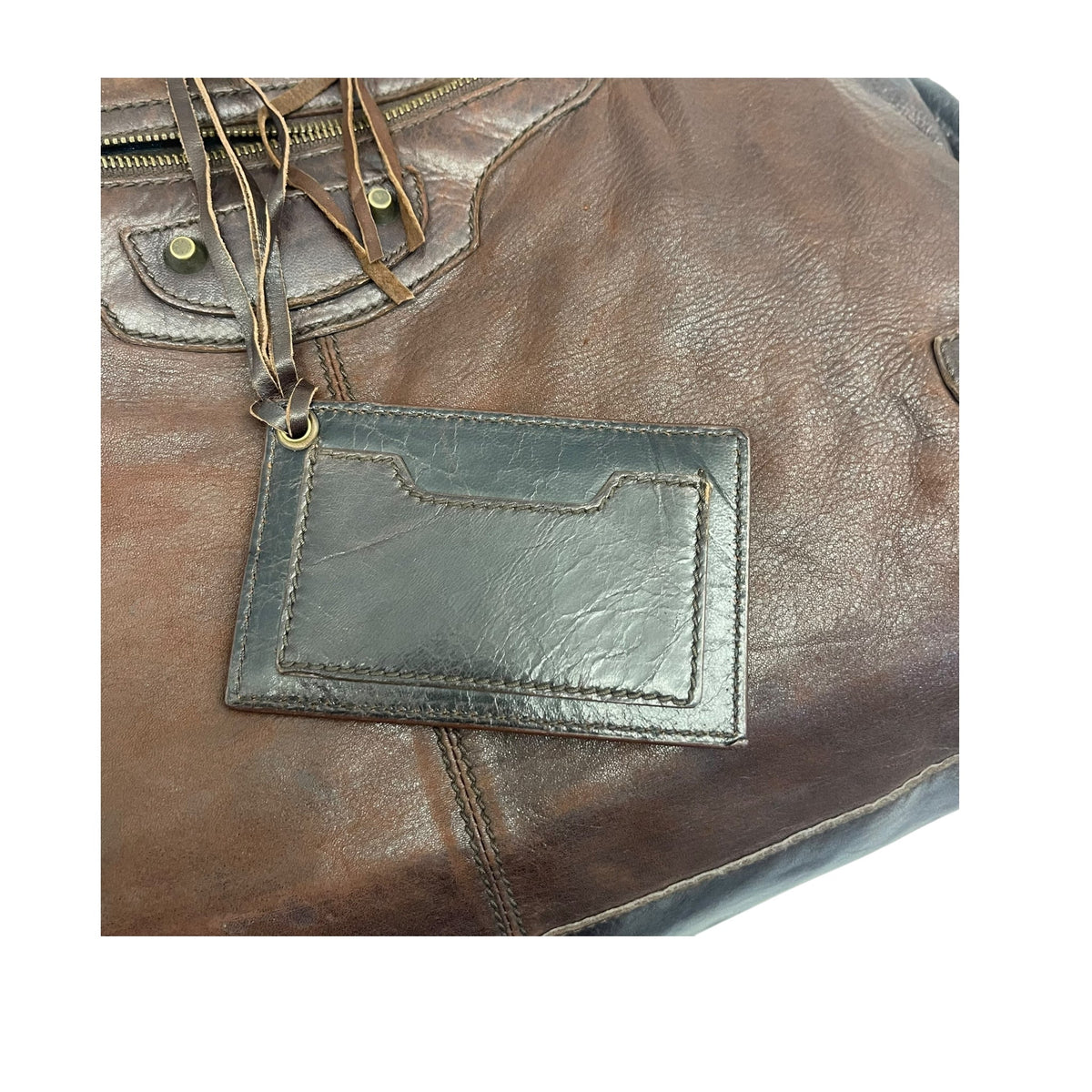 Balenciaga Brown Leather Brogues Voyage Weekender Bag