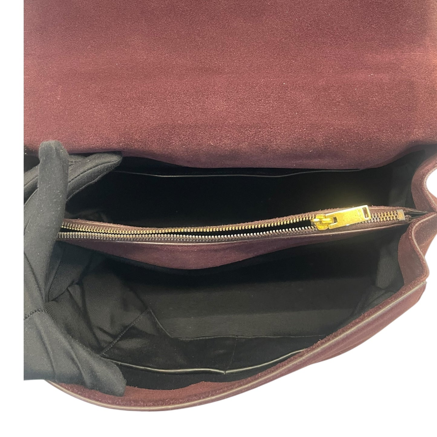 Yves Saint Laurent Burgundy/Black Suede and Leather Medium Moujik Tote Bag