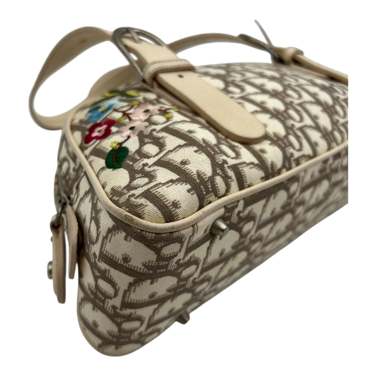 Trotteur Top Handle Bag Beige in Coated Canvas, Silver hardware