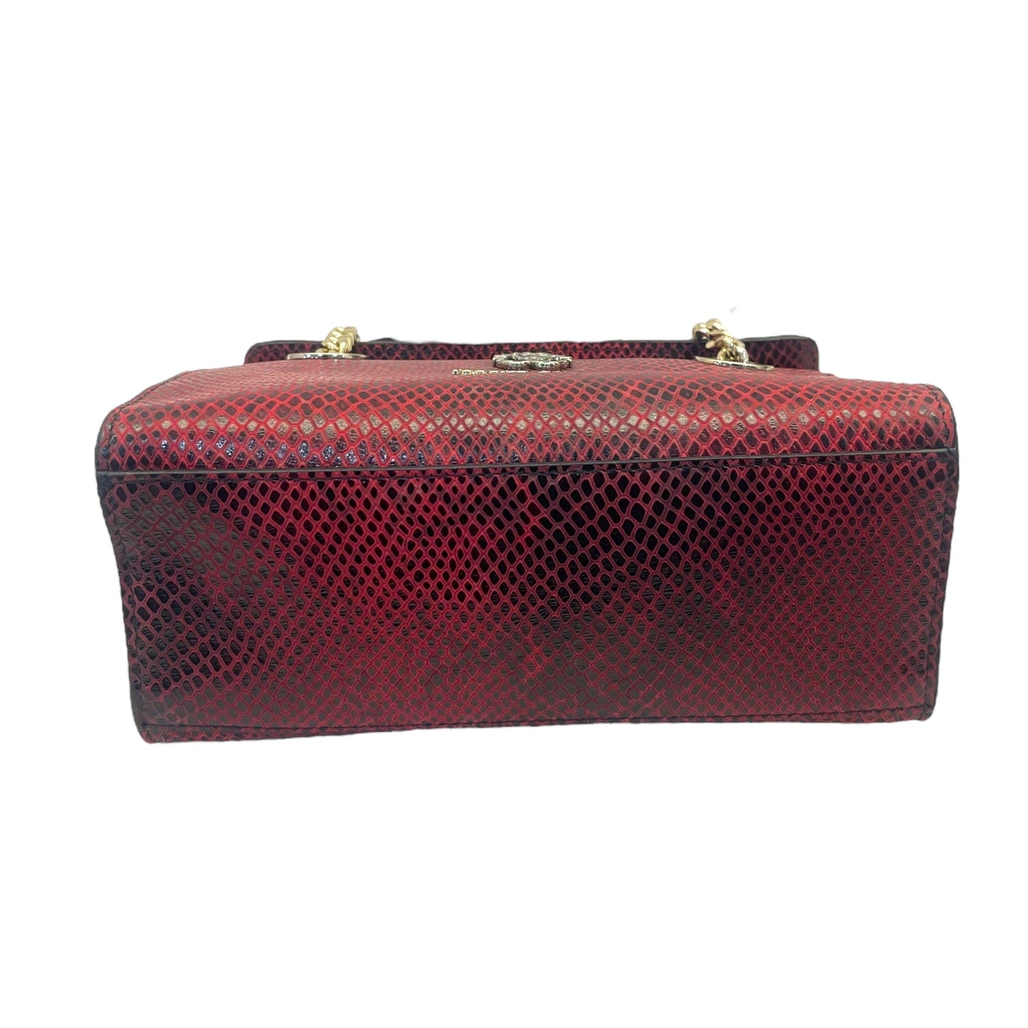 Roberto Cavalli Burgundy/Black Python Embossed Leather Chain Shoulder Bag