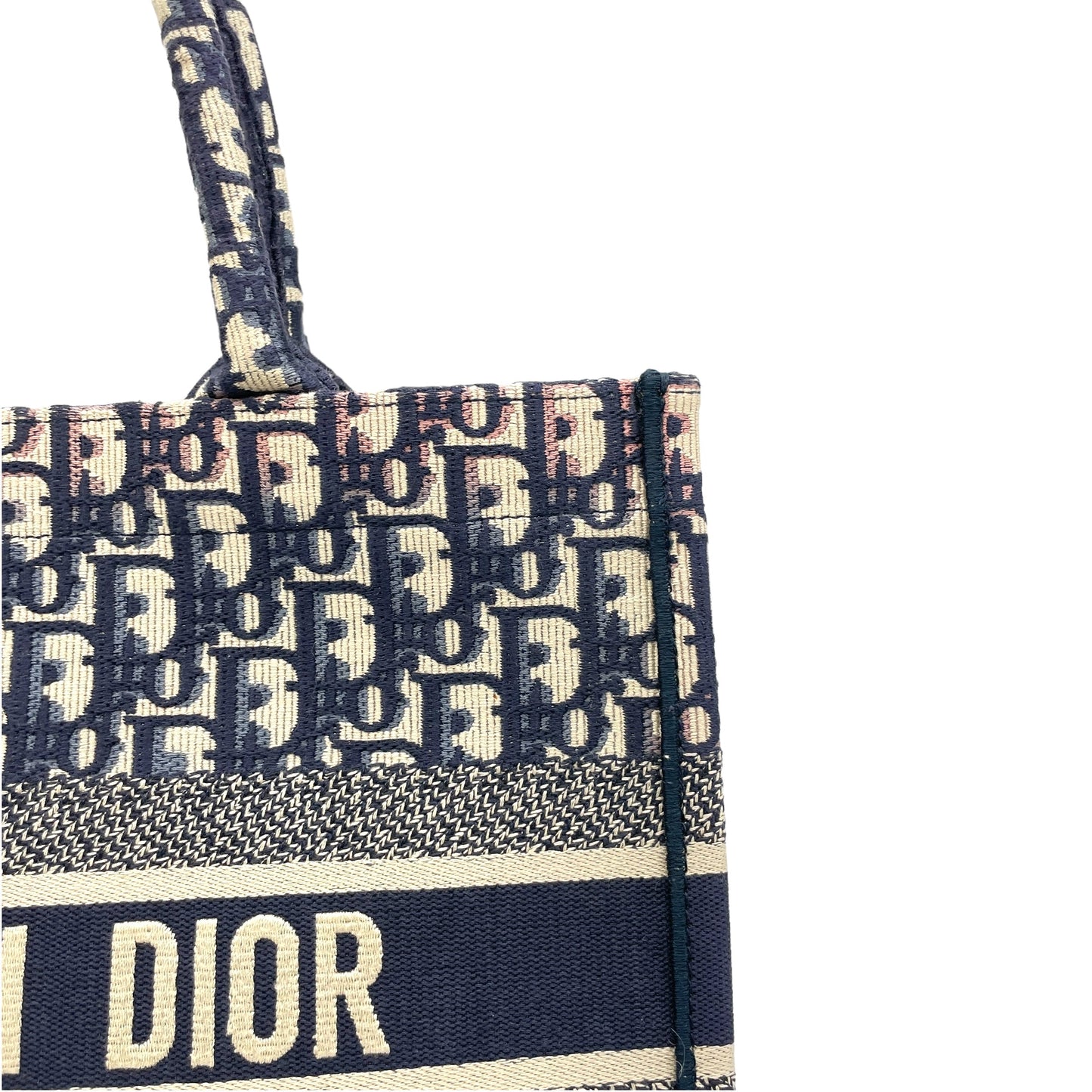 Book Tote Medium Navy Top handle Bag in Jacquard