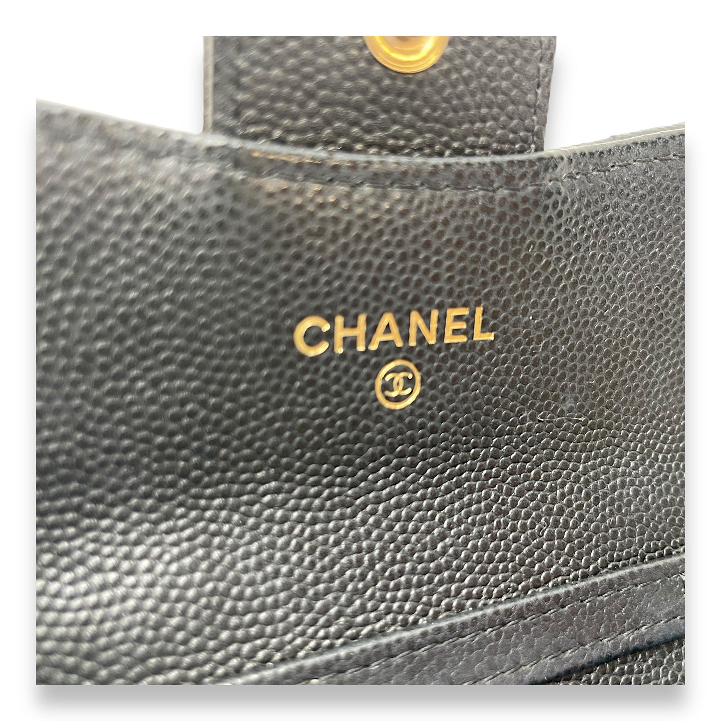 MATELASSE QUILTED Black Wallet on Chain in Caviar Leather, Gold hardware