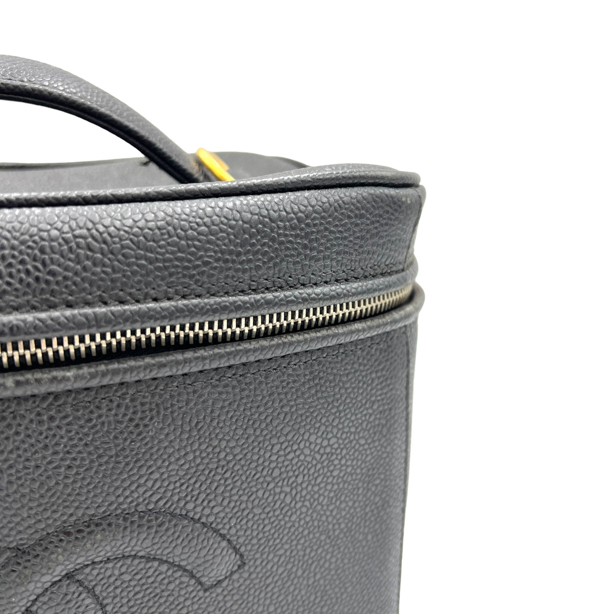 Vanity Top Handle Bag  Black in Caviar Leather , Gold Hardware