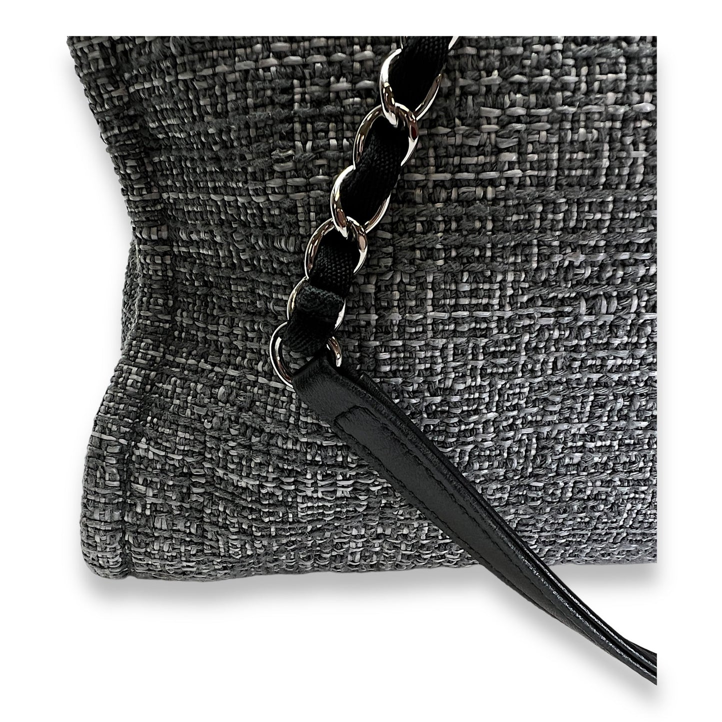 Deauville Tote Bag Medium Grey in Tweed , Silver Hardware