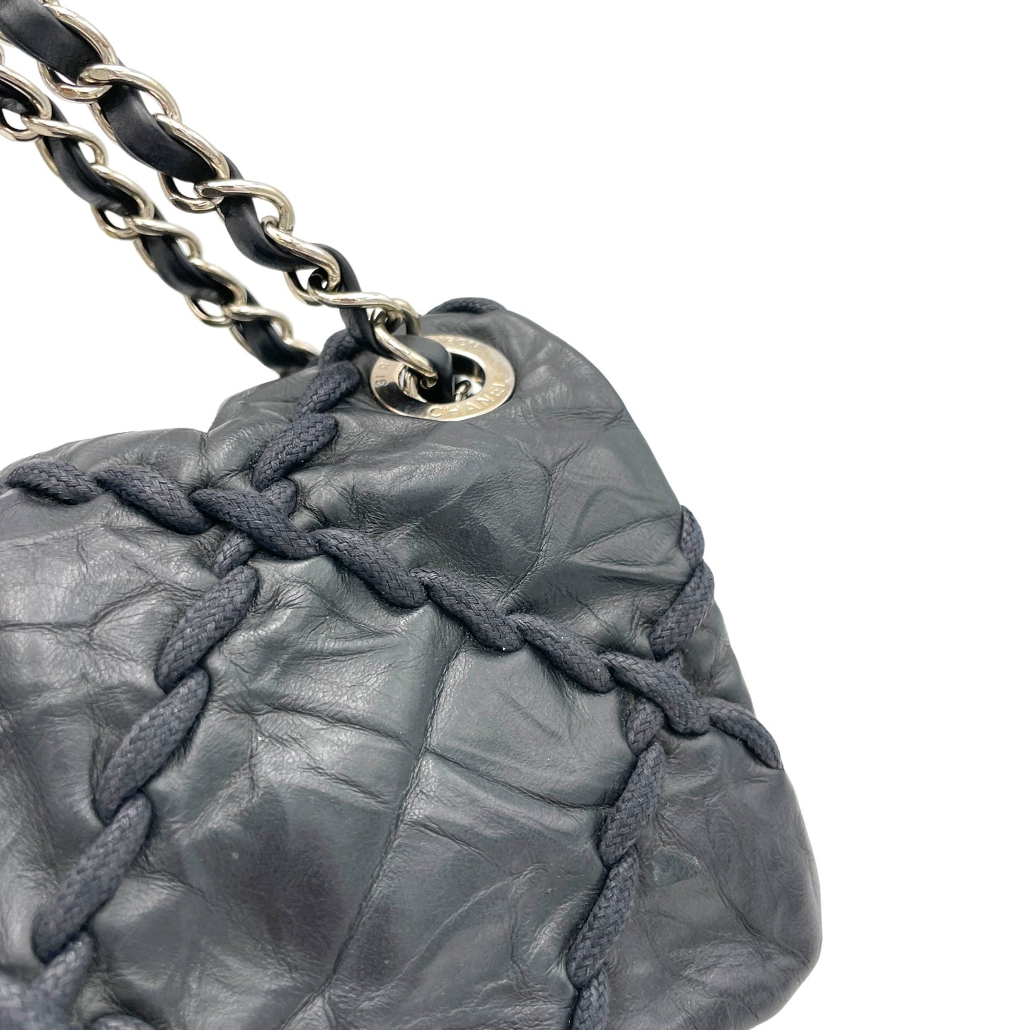 Wild Stitch Blue Shoulder Bag in Calfskin, Silver hardware