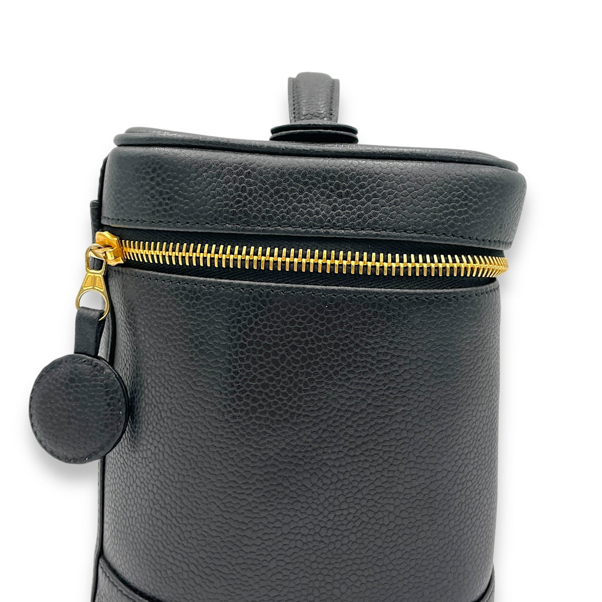 Vintage Black Vanity Bag in Caviar Leather, Gold hardware