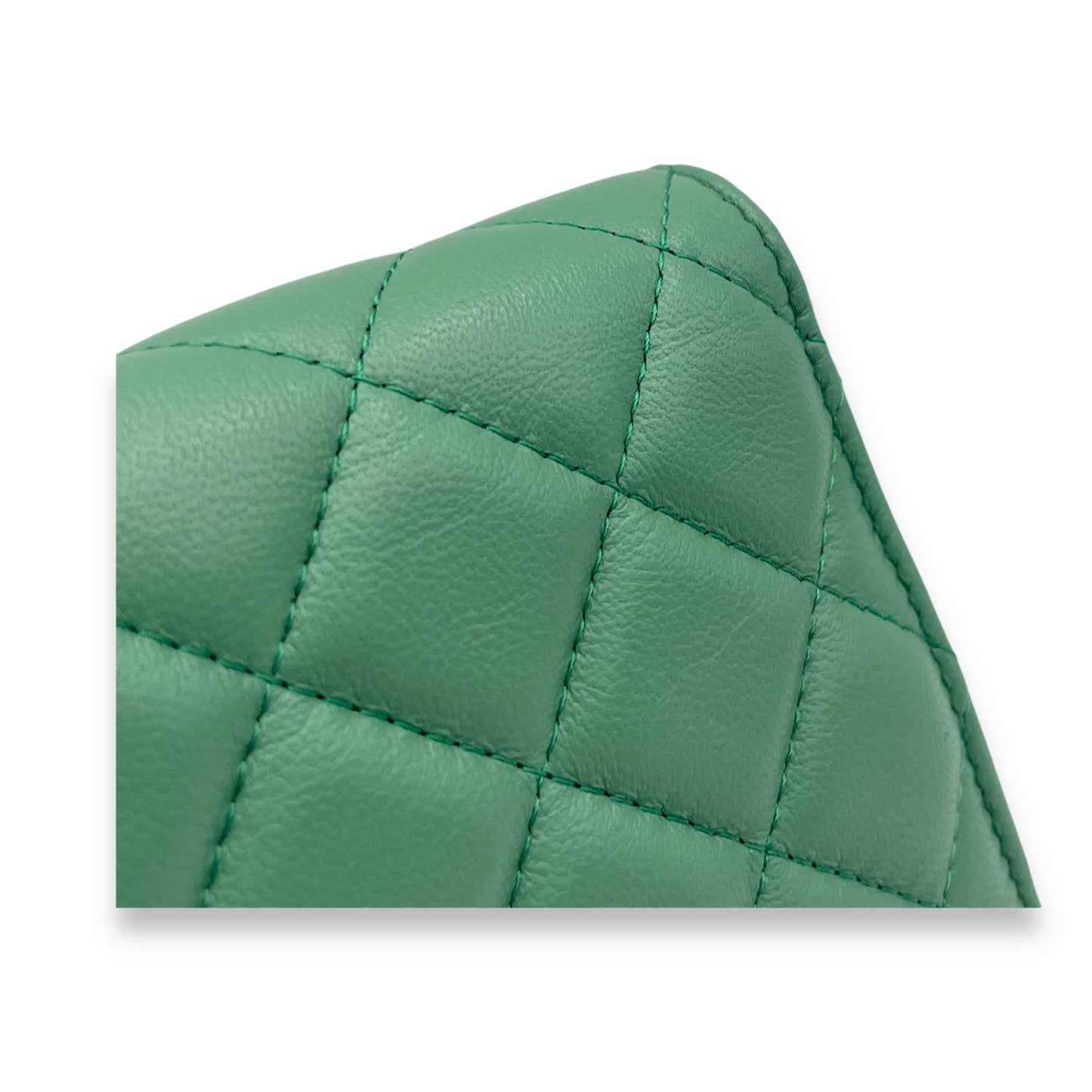 Pearl Crush Crossbody Bag Green in Lambskin, Gold hardware