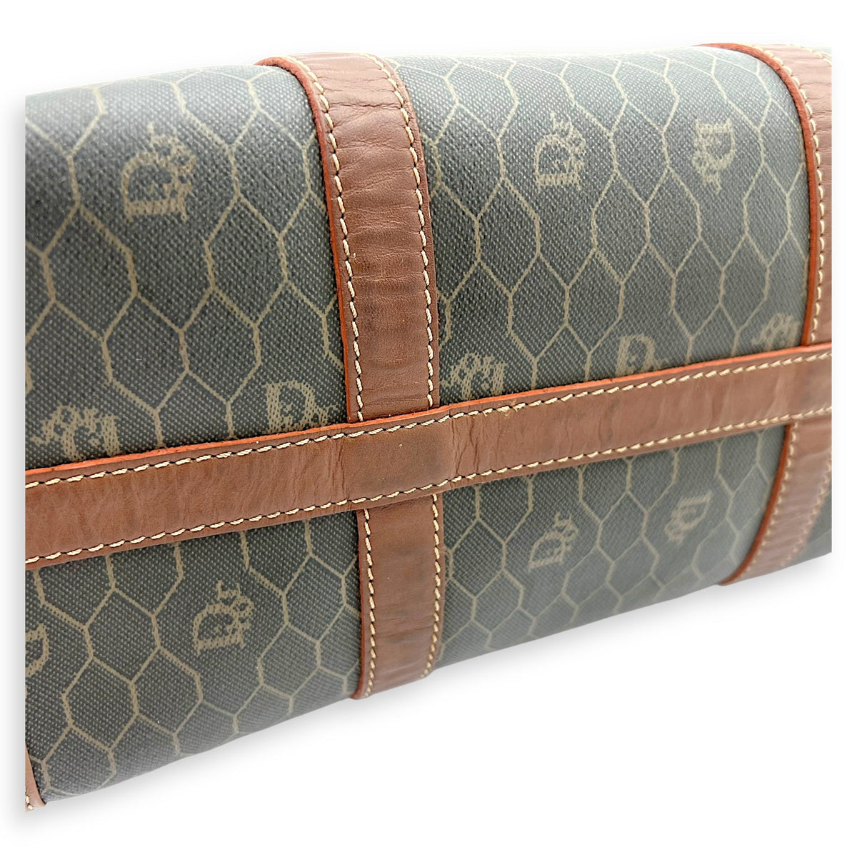 Honeycomb  Top Handle Bag Brown in Coated Canvas, Gold hardware