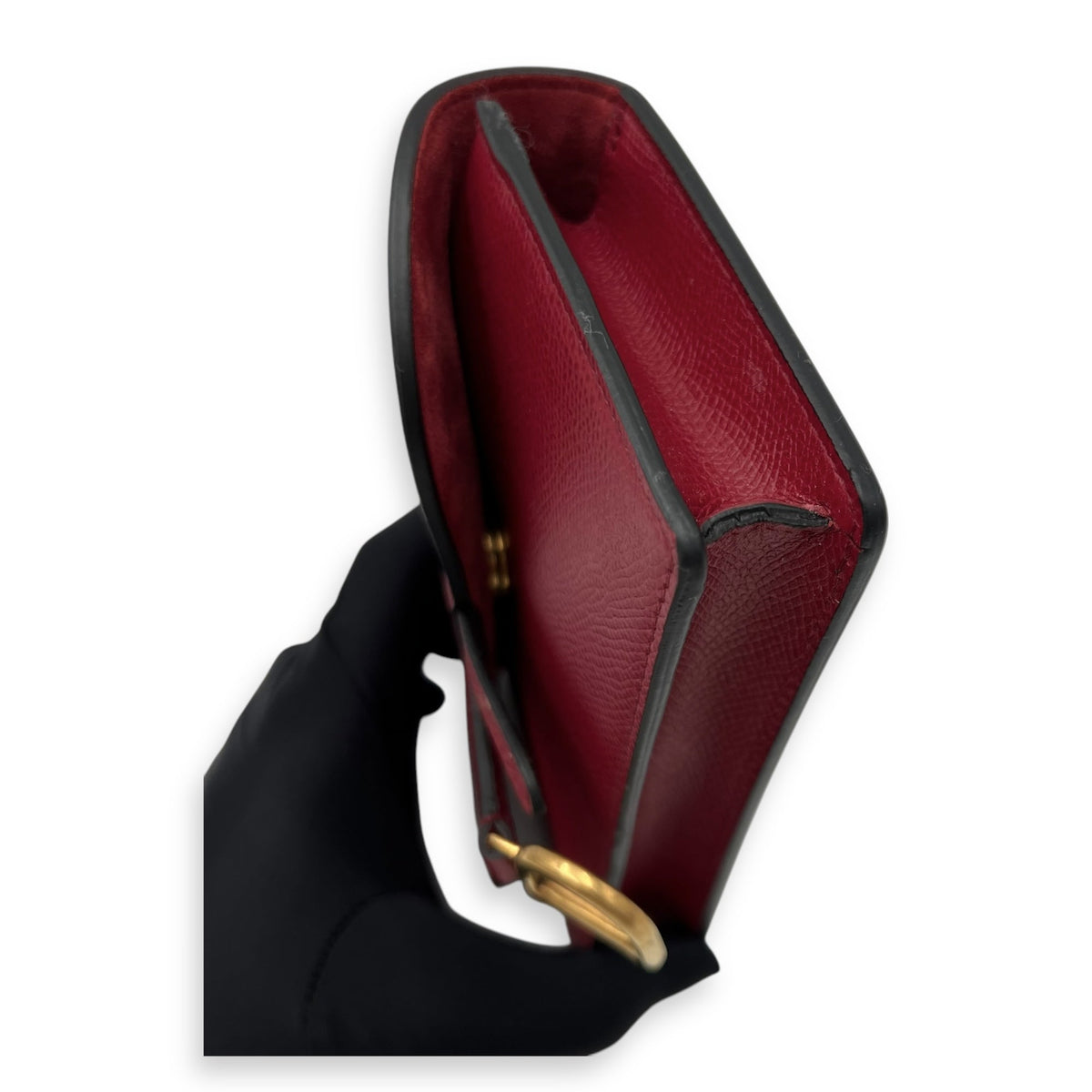 Saddle Belt Bag Red in Calfskin, Gold hardware