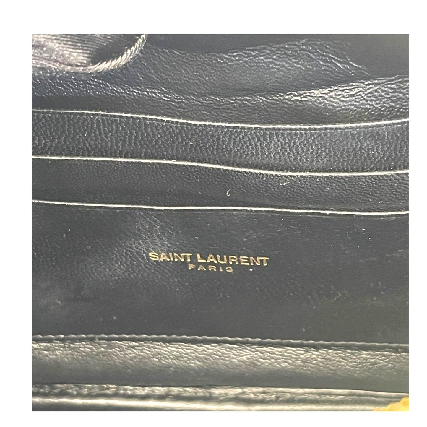 Yves Saint Laurent Light Sage Chevron Black Leather Monogram Chain Shoulder Bag