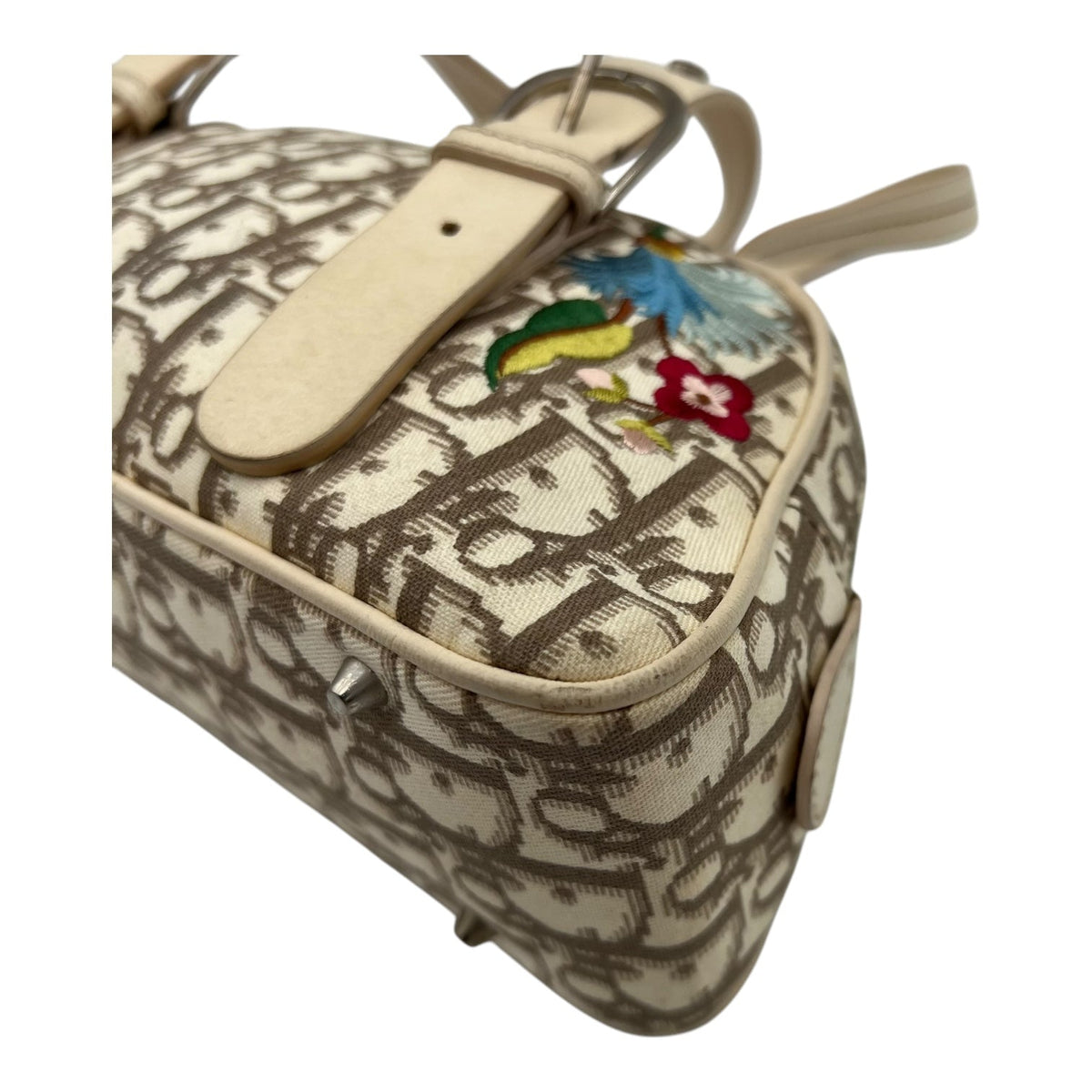 Trotteur Top Handle Bag Beige in Coated Canvas, Silver hardware