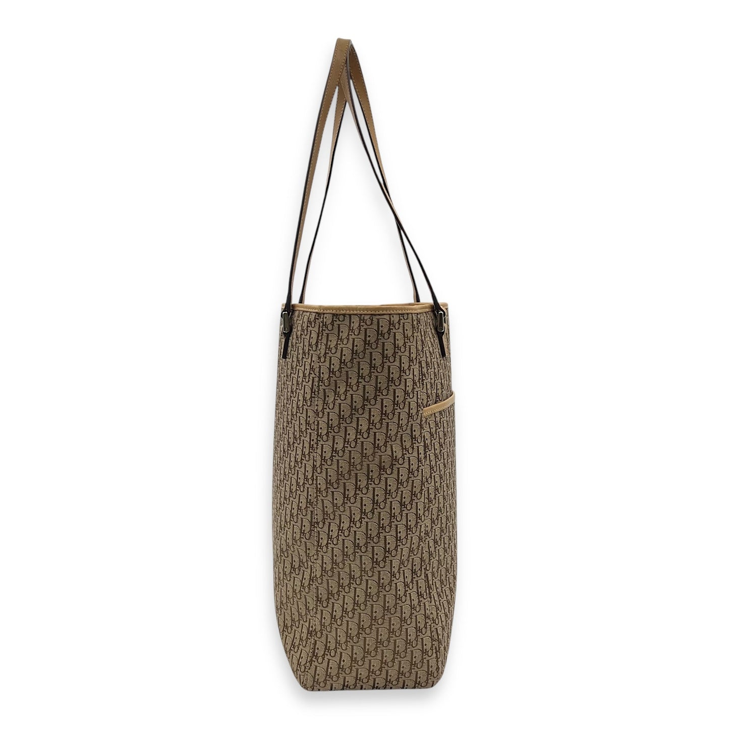 Trotteur Tote Bag Brown in Jacquard, Silver hardware