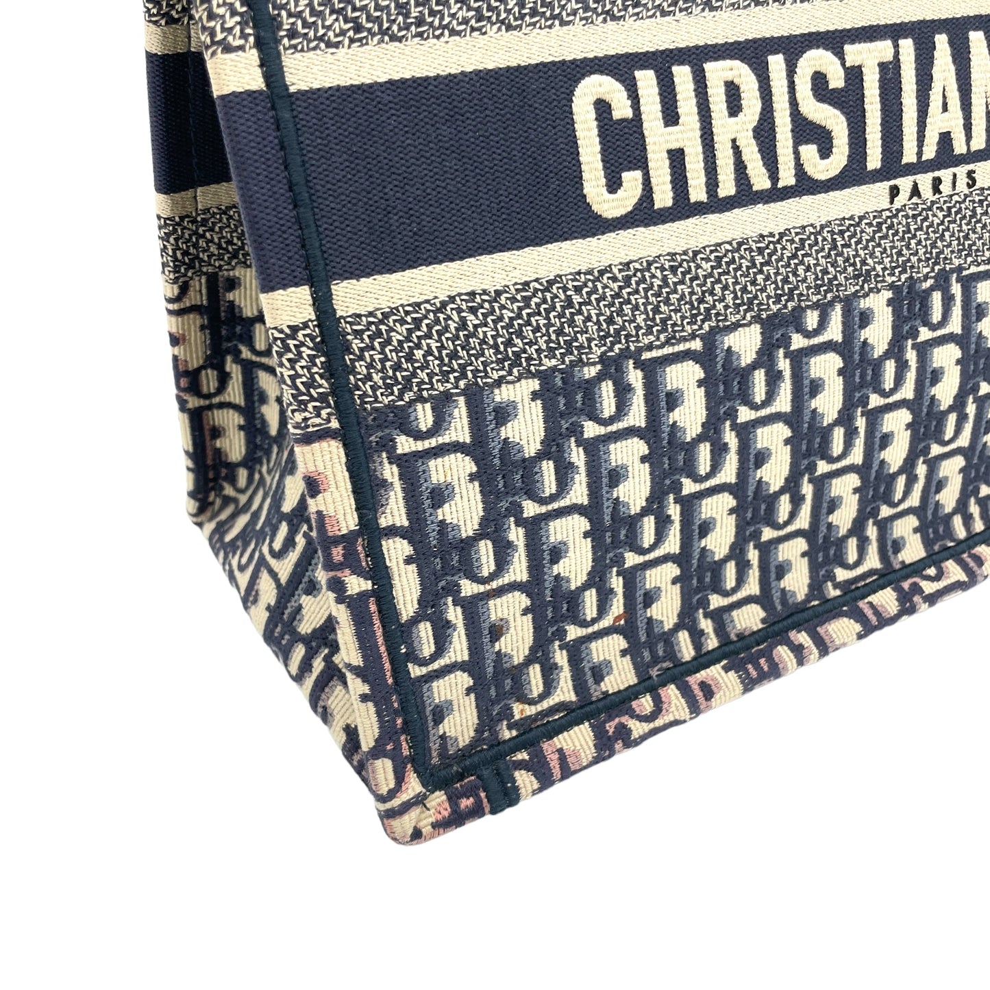 Book Tote Medium Navy Top handle Bag in Jacquard