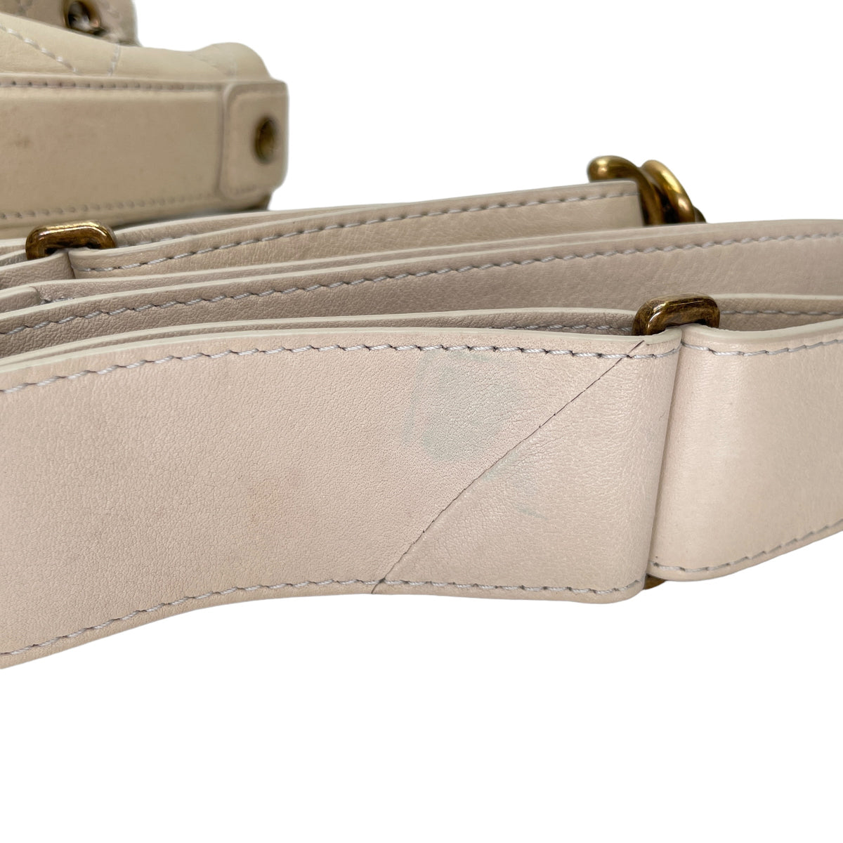 Drawstring CC White Bucket Bag in Lambskin, Gold hardware