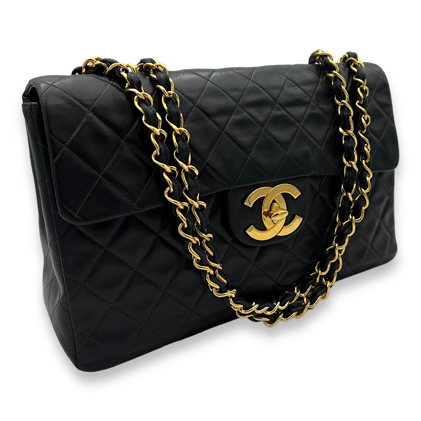 Deka Shoulder Bag Black in Lambskin, Gold hardware