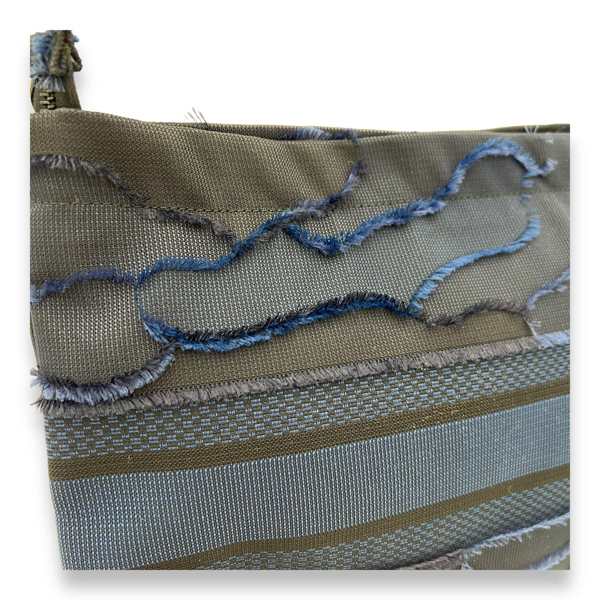 Embroidered Camouflage Medium Blue Clutch in Canvas