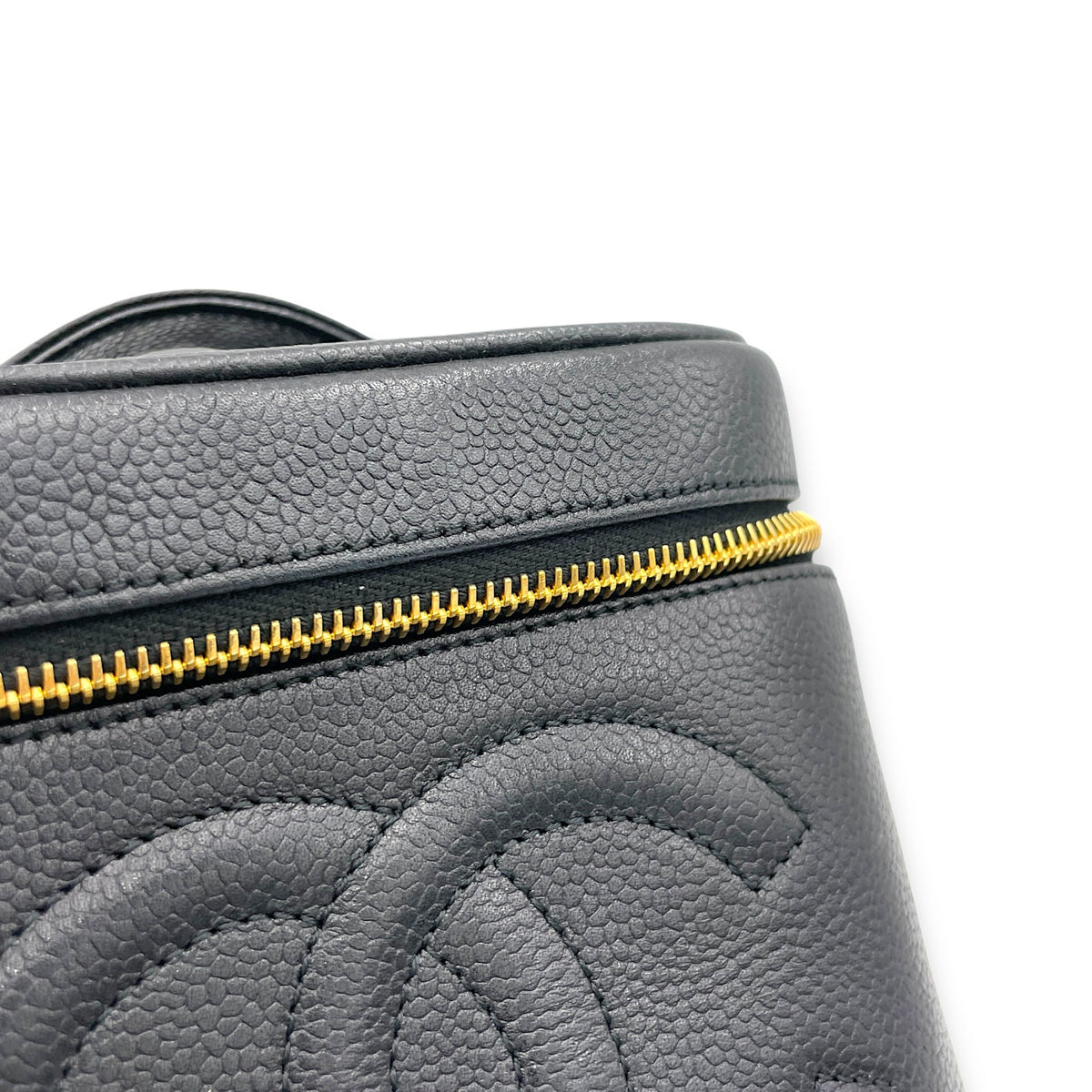 Vintage Black Vanity Bag in Caviar Leather, Gold hardware