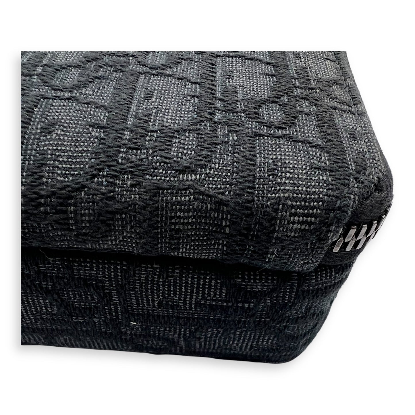 Triple Pouch Crossbody Bag Black in Jacquard, Silver hardware