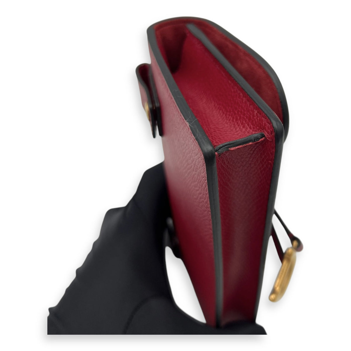 Saddle Belt Bag Red in Calfskin, Gold hardware