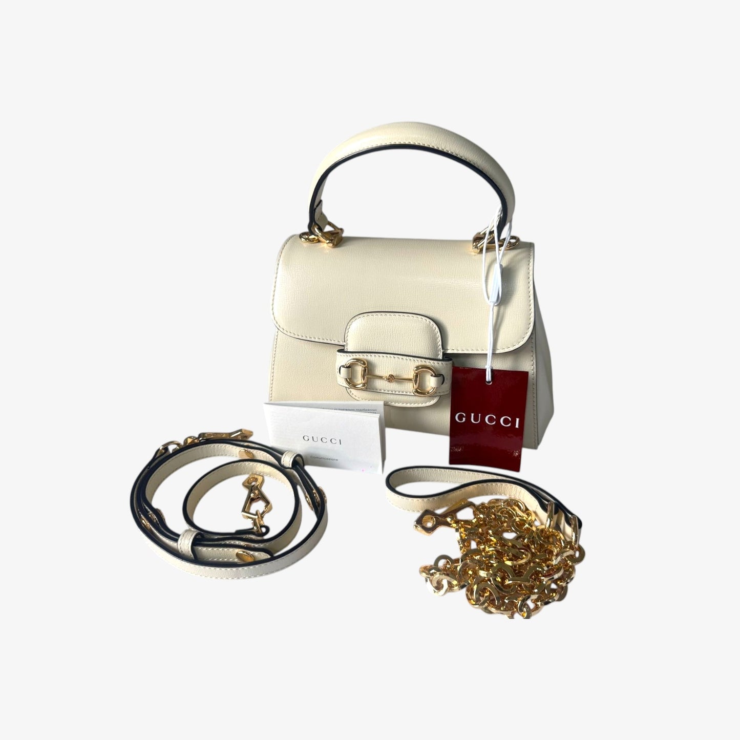 Gucci Horsebit 1955 Mini Top Handle Bag in White Leather