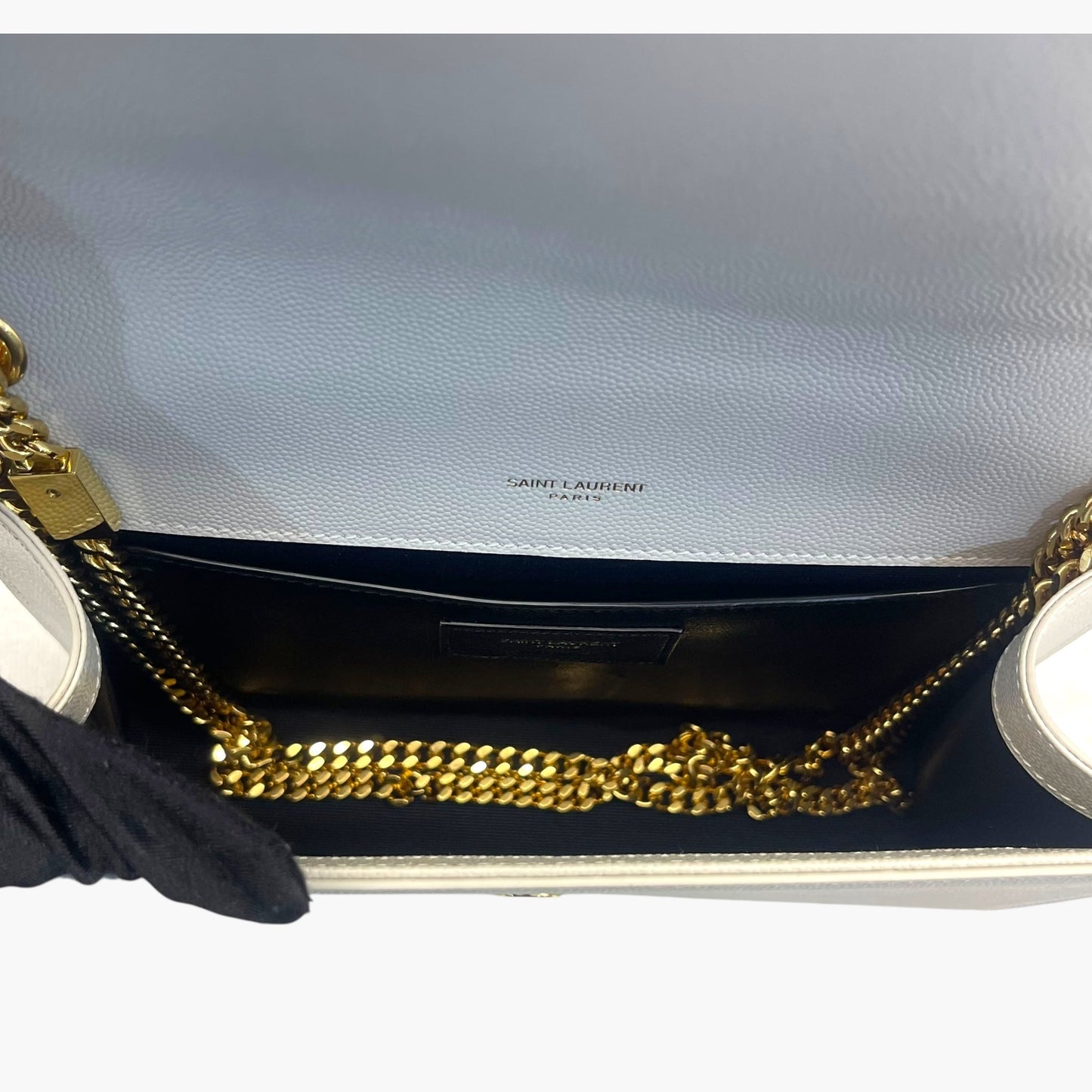 Saint Laurent White Leather Kate Tassel Shoulder Bag
