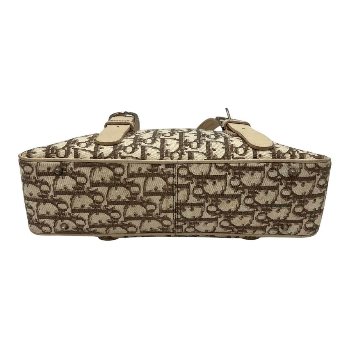 Trotteur Top Handle Bag Beige in Coated Canvas, Silver hardware
