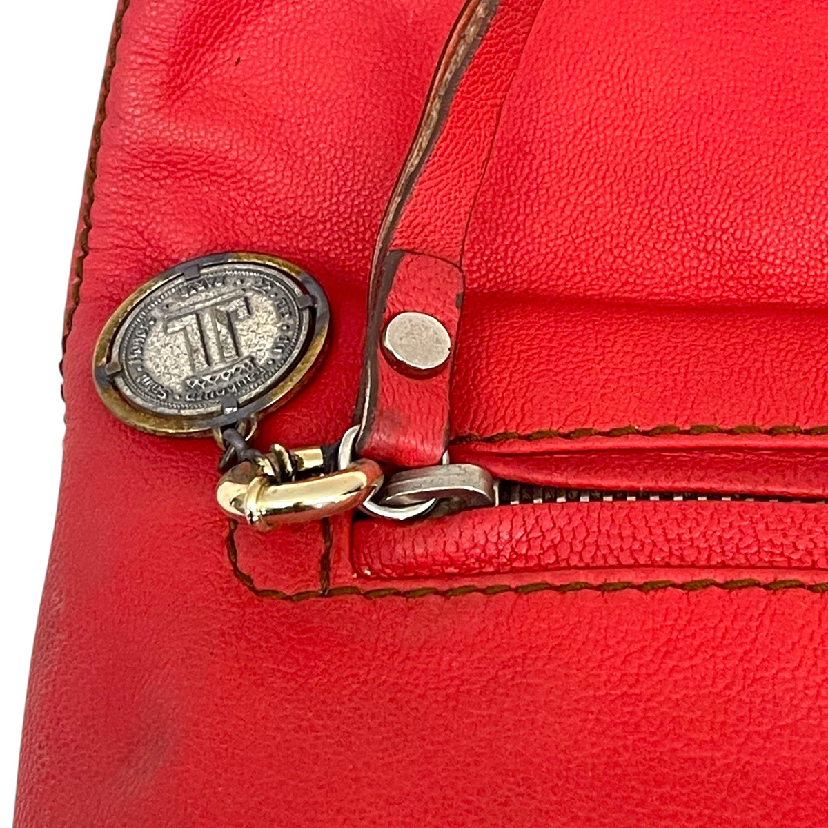 Lanvin Red Leather Turnlock Fold Over Clutch