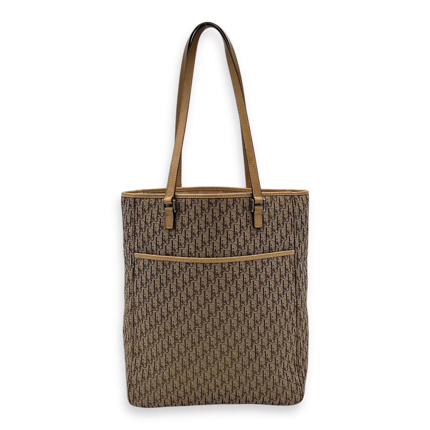 Trotteur Tote Bag Brown in Jacquard, Silver hardware