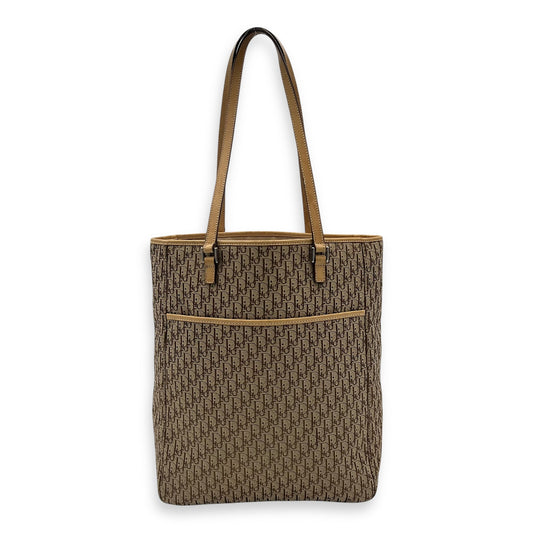Trotteur Tote Bag Brown in Jacquard, Silver hardware