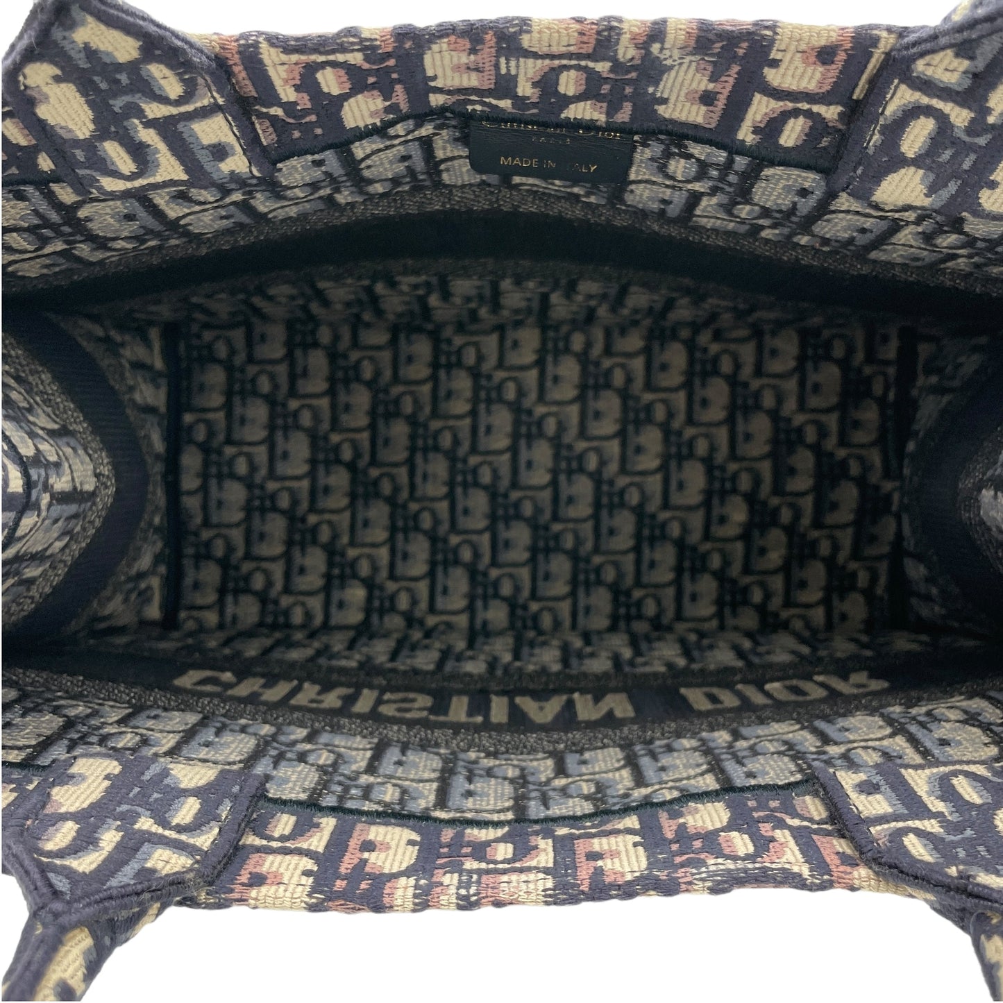 Book Tote Medium Navy Top handle Bag in Jacquard