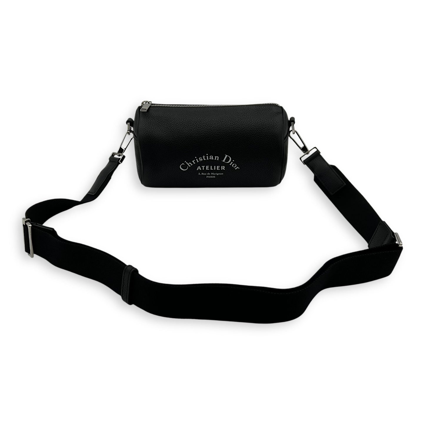 Roller Crossbody Bag Black in Calfskin, Silver hardware