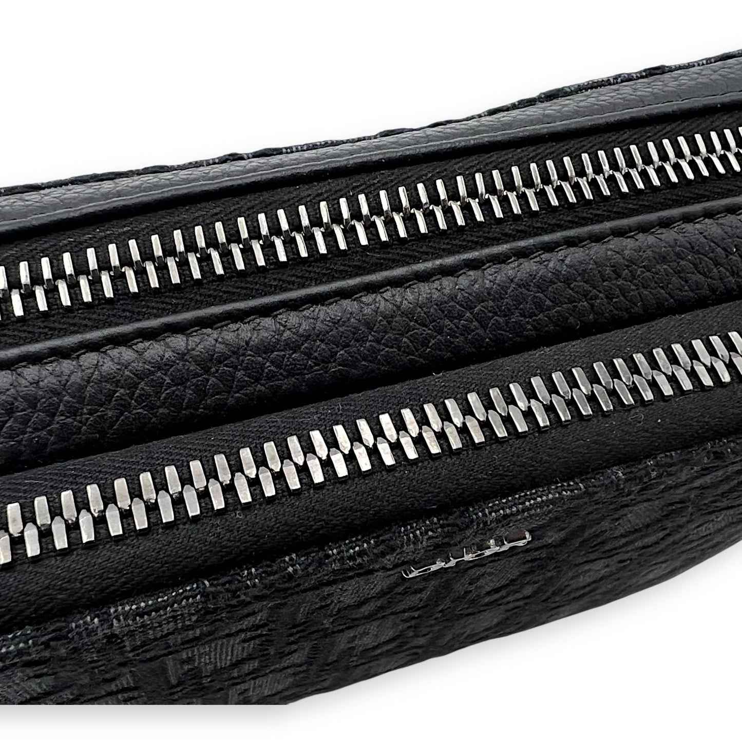 Triple Pouch Crossbody Bag Black in Jacquard, Silver hardware