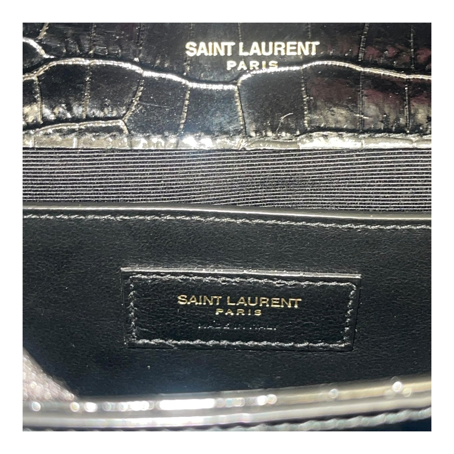 Yves Saint Laurent Kate Medium in Black Croc Embossed Leather