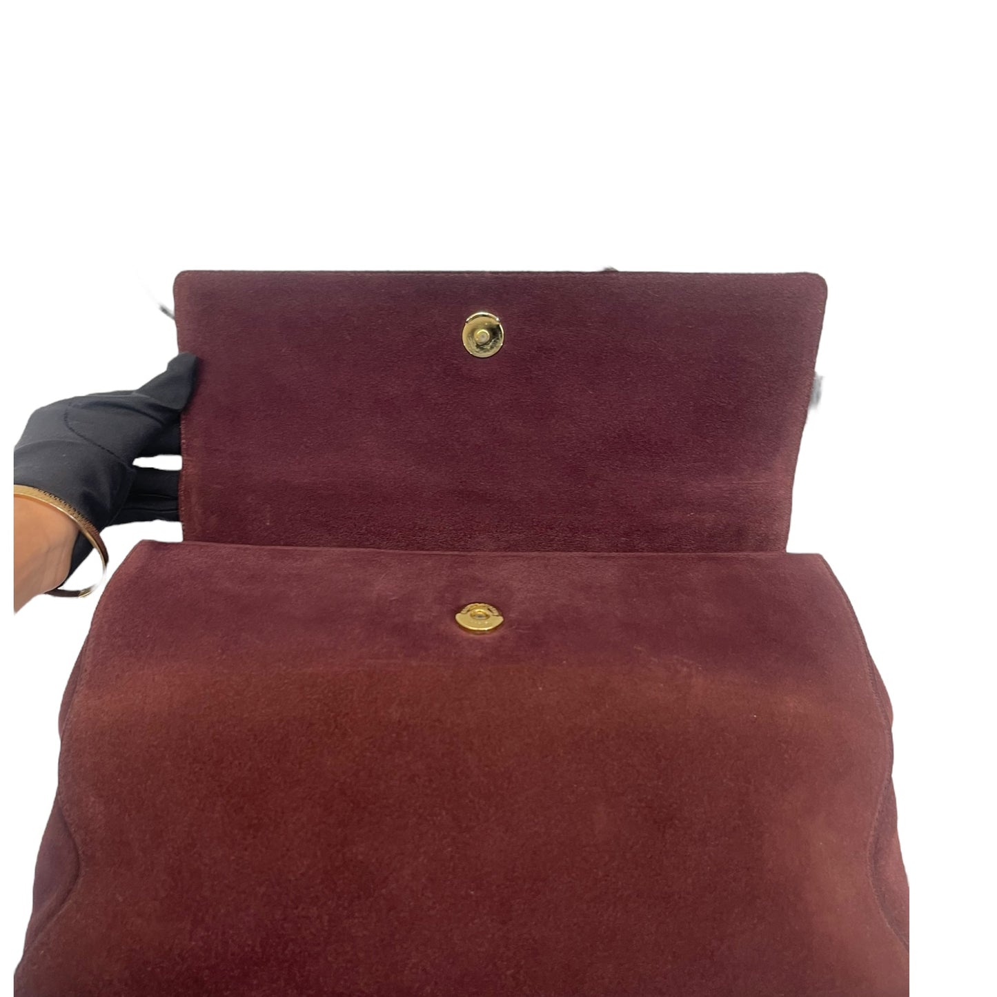 Yves Saint Laurent Burgundy/Black Suede and Leather Medium Moujik Tote Bag