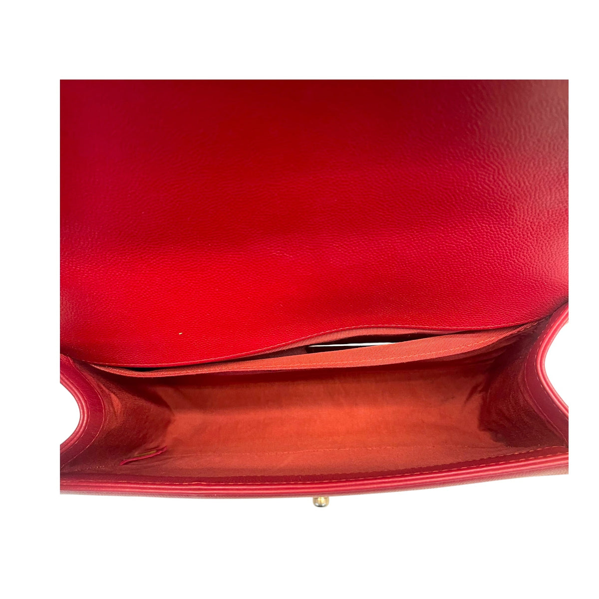 CHANEL Red Medium Lambskin Boy Flap Bag