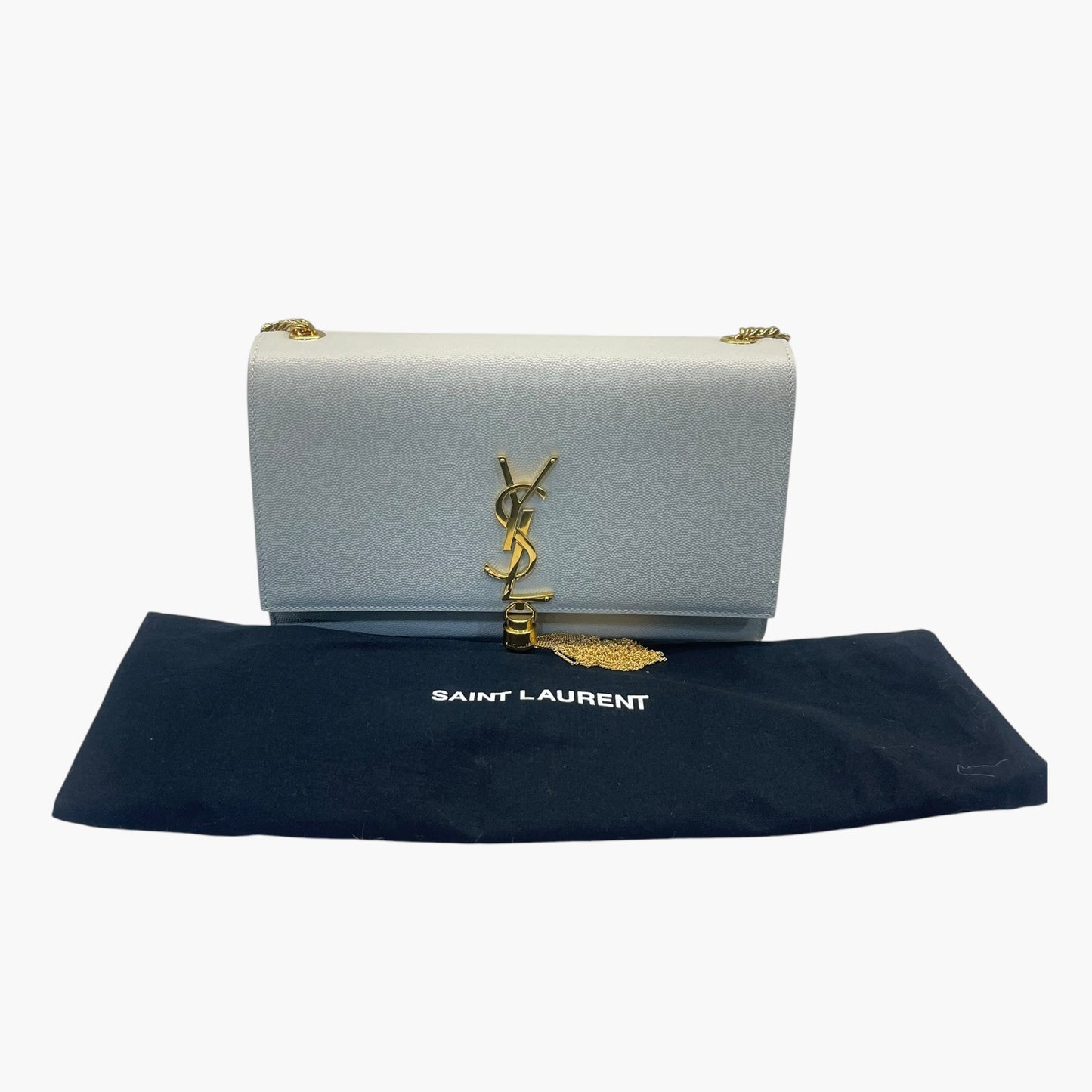 Saint Laurent White Leather Kate Tassel Shoulder Bag