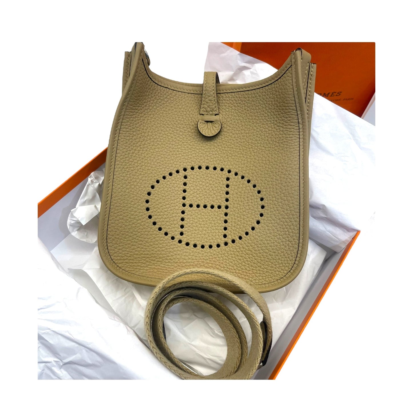 Hermes Mini Evelyne Poussiere Palladium Hardware