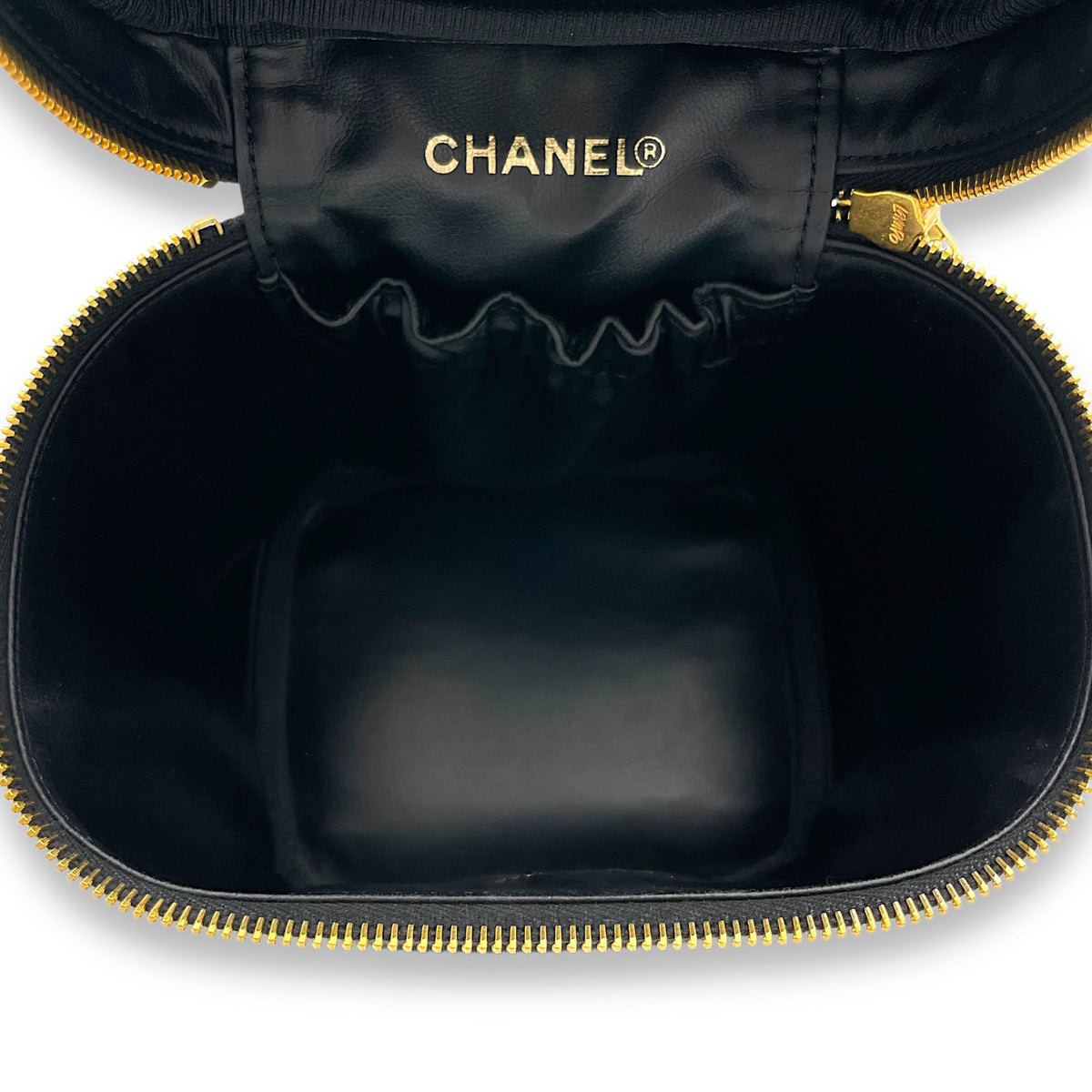 Vintage Black Vanity Bag in Caviar Leather, Gold hardware
