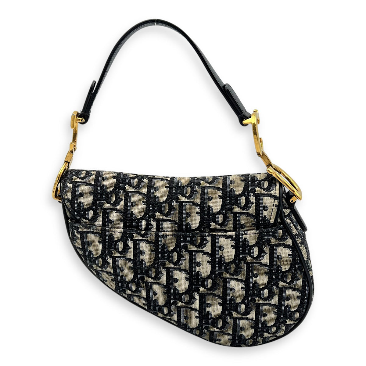 Saddle Mini Blue Top Handle Bag in Jacquard, Gold hardware