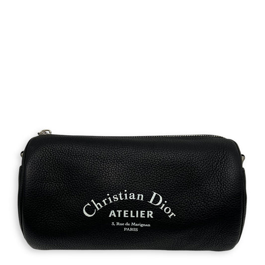 Roller Crossbody Bag Black in Calfskin, Silver hardware