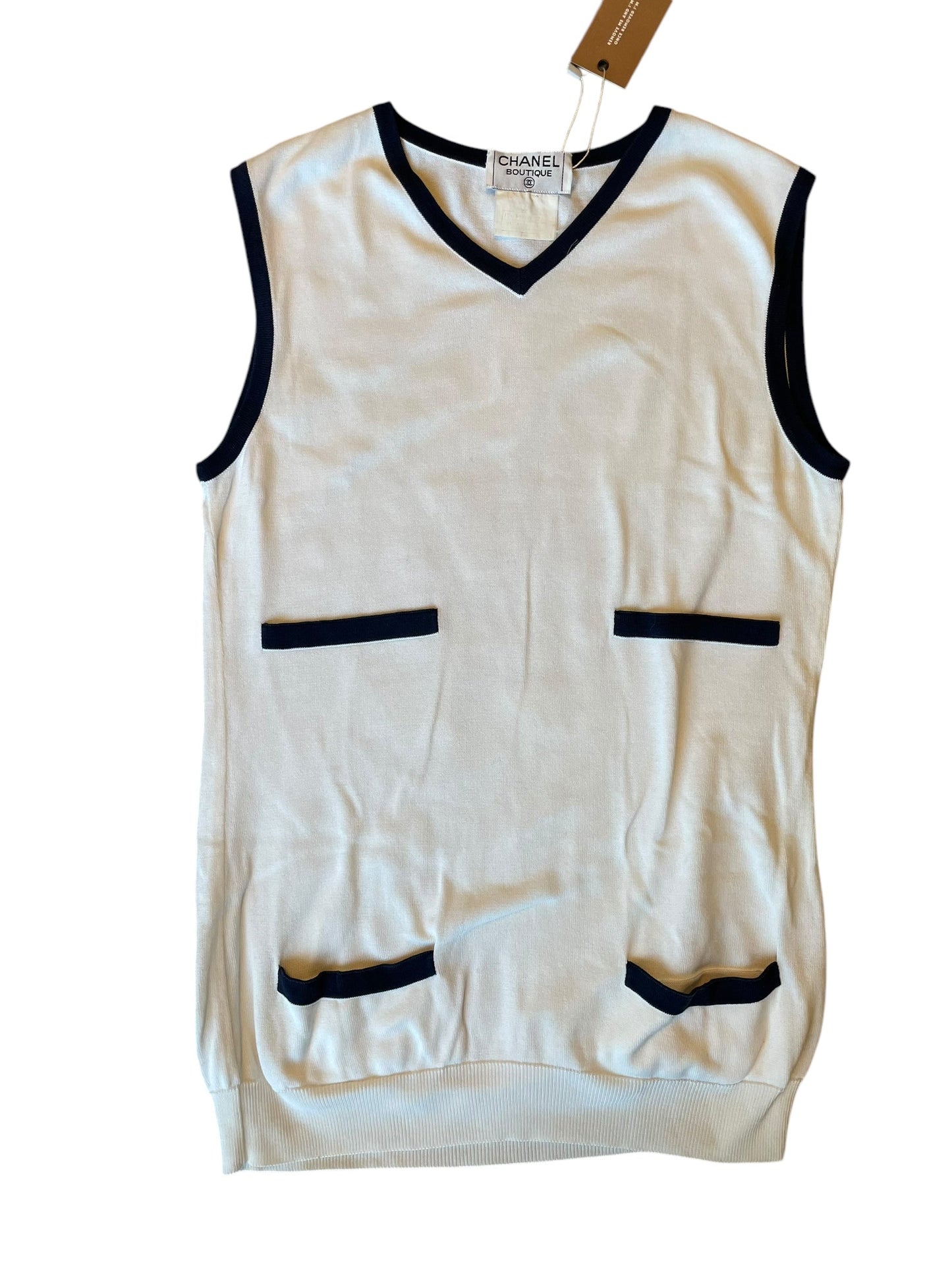 Chanel CC Summer Knit Vest White Cotton DXBK0430