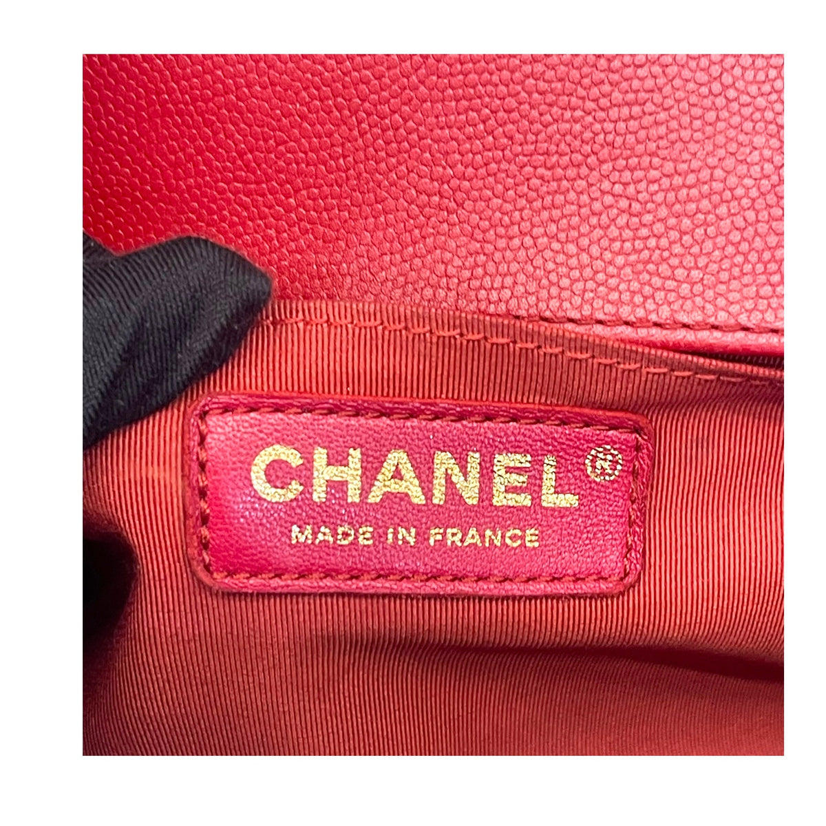 CHANEL Red Medium Lambskin Boy Flap Bag