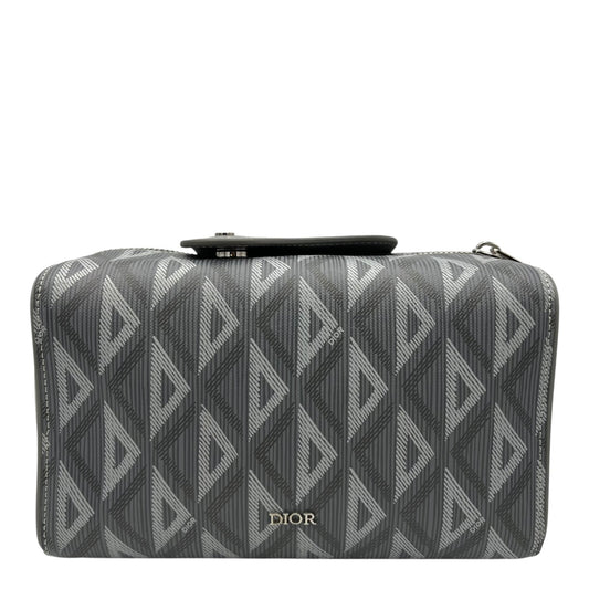 Lingot 22 Grey Crossbody Bag in Coated Canvas, Silver hardware