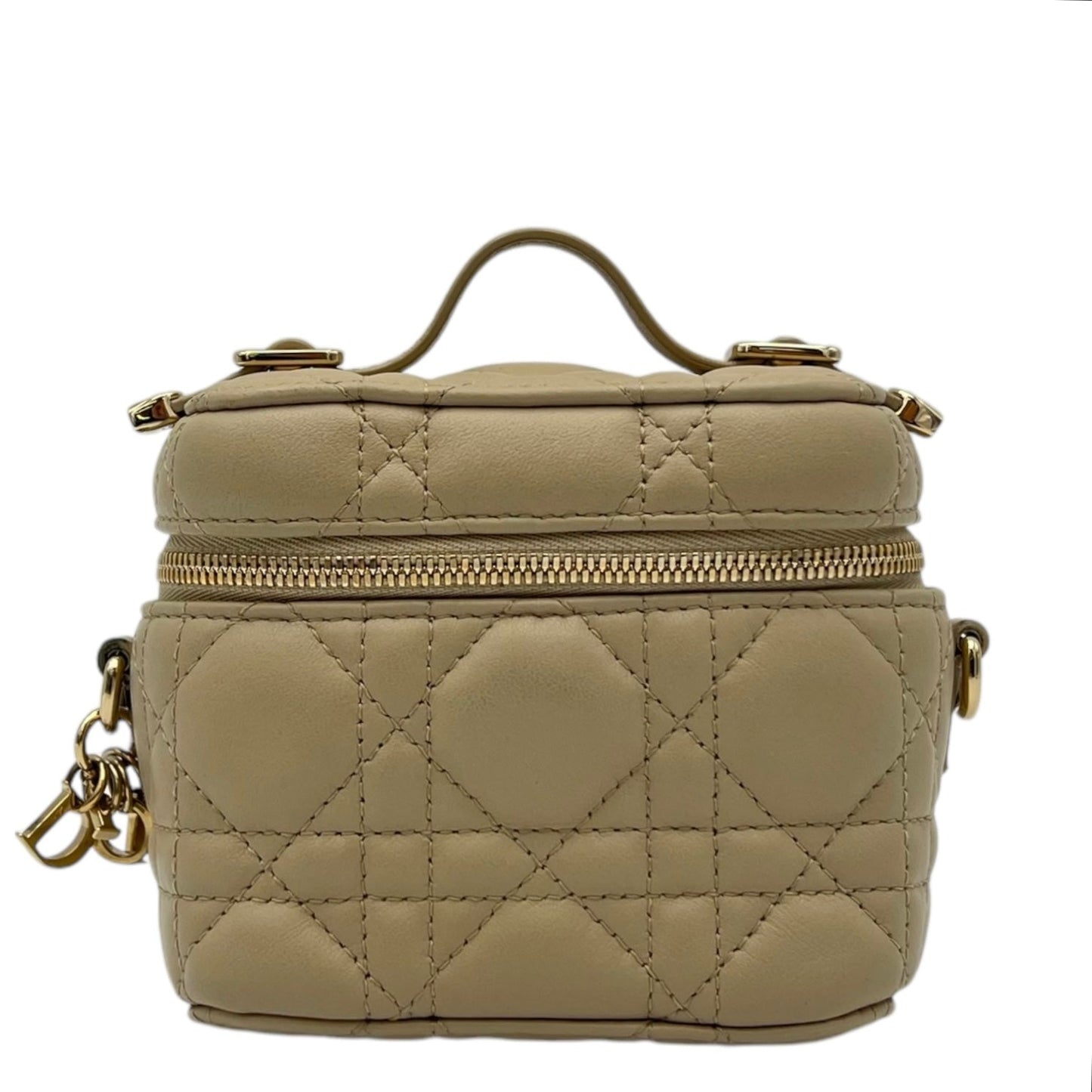 Lady Dior Vanity Bag Micro Beige in Lambskin, Gold hardware