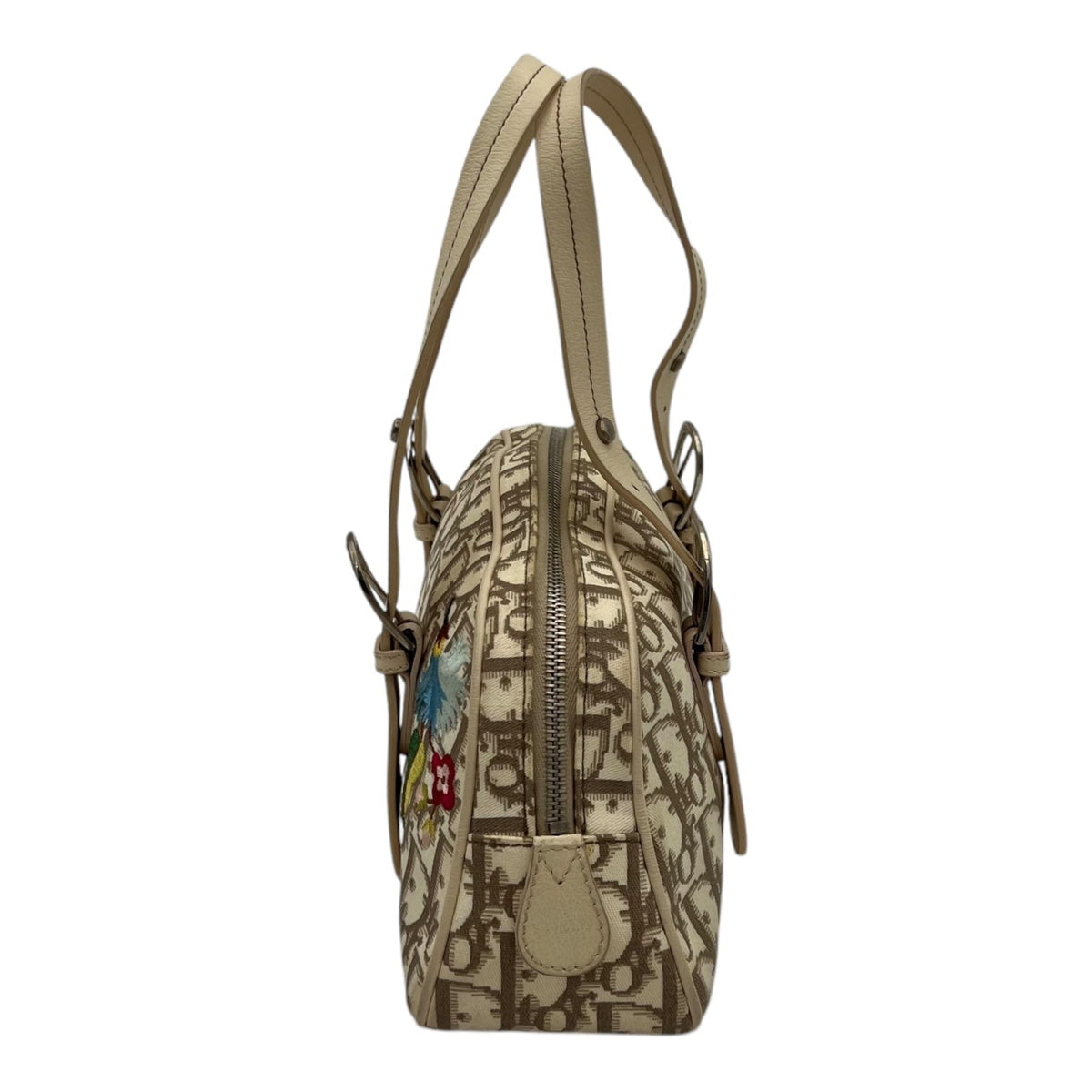 Trotteur Top Handle Bag Beige in Coated Canvas, Silver hardware